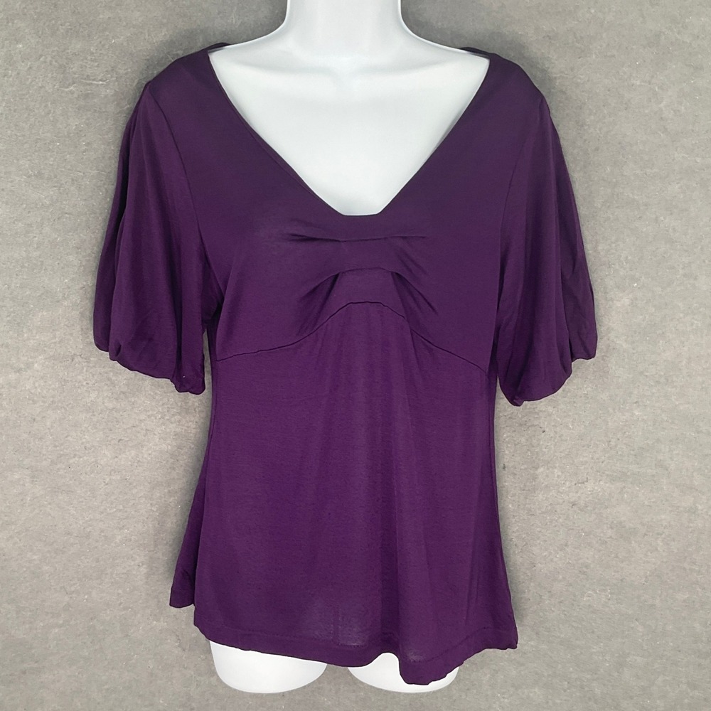 Banana Republic Top Sz L Womens Purple Babydoll V Neck Fariy Romantic Feminine